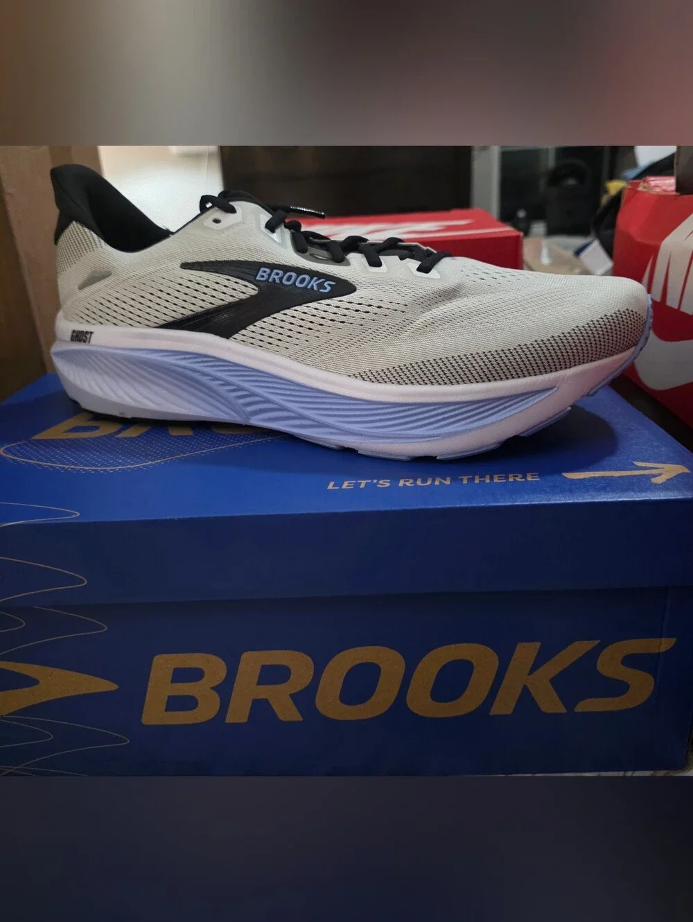 Brooks Men's Ghost 18 Running Shoes - White with Black Accents